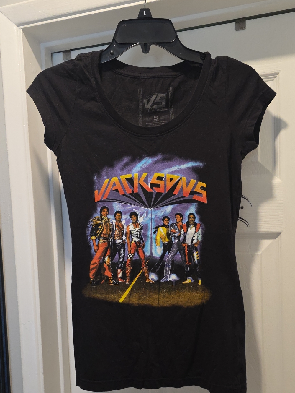 Black Graphic Jacksons Five Tee with Colorful Print